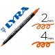 Rotulador Lyra aqua brush acuarelable doble punta fina y punta pincel naranja oscuro