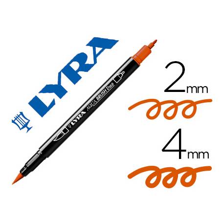 Rotulador Lyra aqua brush acuarelable doble punta fina y punta pincel naranja oscuro
