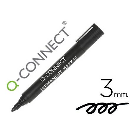 Rotulador Q-Connect punta de fibra permanente 3 mm negro