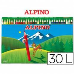 Lapices de Colores Alpino Hexagonales Caja de 30 lapices largos