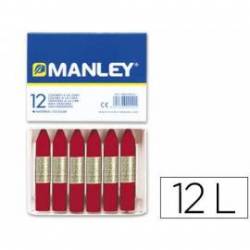 Lapices cera blanda Manley caja 12 unidades color carmin permanente