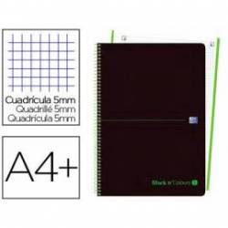 Cuaderno Oxford Ebook 1 A4+ Negro y Verde 80 hojas Tapa Plastico Cuadricula 5 mm