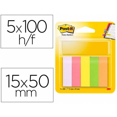 Post-it ® Bloc quita y pon neon 15 x 50 mm
