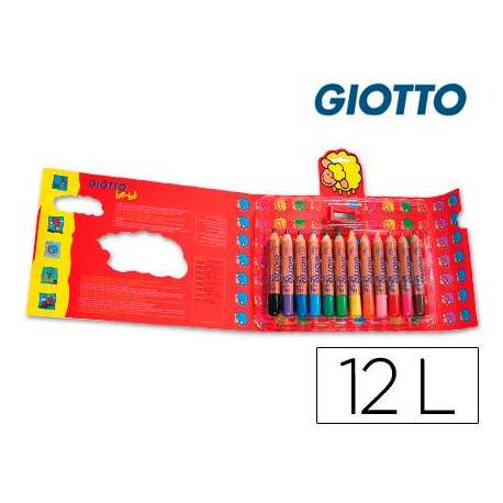 Lapices de colores Giotto redondos bebe caja de 12 lapices grueso 104 mm