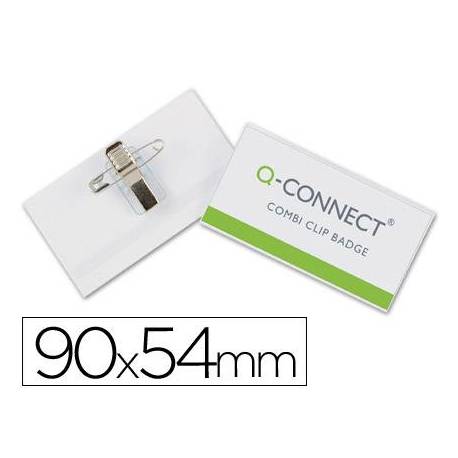 Identificadores Q-Connect Imperdible y Pinza en PVC 9x5,4 cm