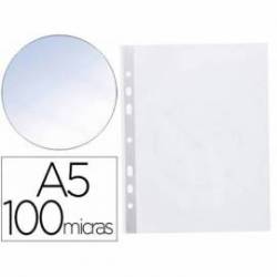 Funda multitaladro plastico Q-Connect Din A5 100 micras cristal bolsa de 10