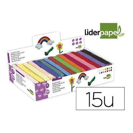 Plastilina Liderpapel colores surtidos caja 15 unidades 150 gr