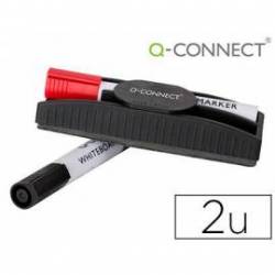 Borrador Magnetico Q-Connect para pizarra blanca + Rotulador negro y rojo