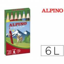 Lapices de Colores Alpino Hexagonales Caja de 6 lapices Cortos