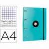 CARPETA CON RECAMBIO LIDERPAPEL ANTARTIK A4 CUADRO 5MM FORRADA 4 ANILLAS 25MM MENTA