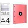 CARPETA CON RECAMBIO LIDERPAPEL ANTARTIK A4 CUADRO 5MM FORRADA 4 ANILLAS 25MM CORAL