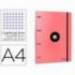 CARPETA CON RECAMBIO LIDERPAPEL ANTARTIK A4 CUADRO 5MM FORRADA 4 ANILLAS 25MM CORAL