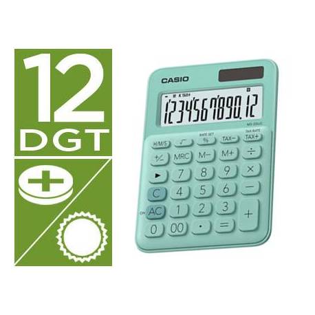 Calculadora Sobremesa Casio MS-20UC-BU 12 Digitos Verde