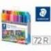 Rotulador Staedtler 3200 Doble Punta Fibra Colores Surtidos Estuche de 72 unidades