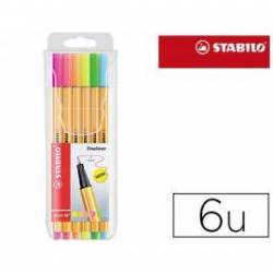 Rotulador Stabilo Point 88 Pack 6 Colores Neon