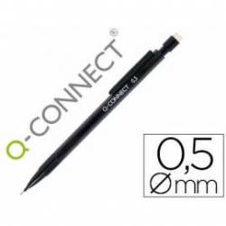 Portaminas Q-Connect trazo 0.5 mm negro con clip negro y 3 minas