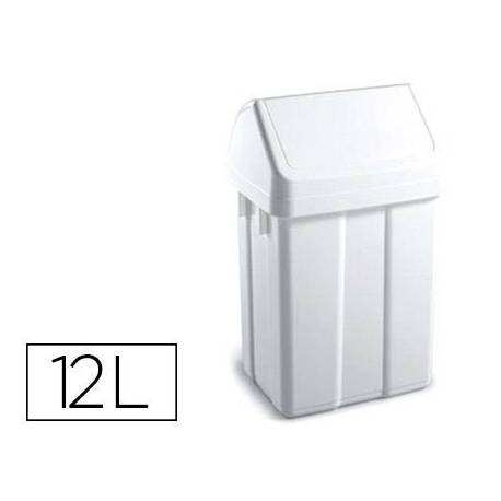 Papelera contenedor TTS Plástico con tapadera 12 L Blanca