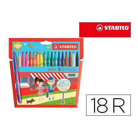 Rotulador Stabilo Power Punta Gruesa Caja De 18 Colores 79639 rotulador-stabilo-power-punta-gruesa-caja-de-18-colores-79639