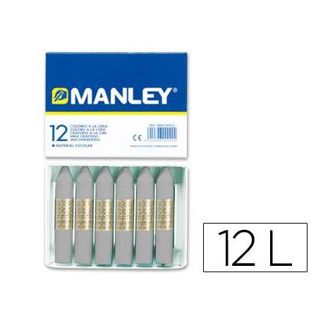 Lapices cera blanda Manley caja 12 unidades color gris