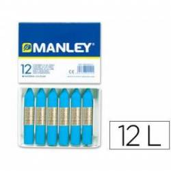 Lapices cera blanda Manley caja 12 unidades color azul cobalto