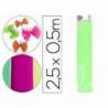 Papel crespon Liderpapel verde fluorescente rollo 50x25cm 34g/m2