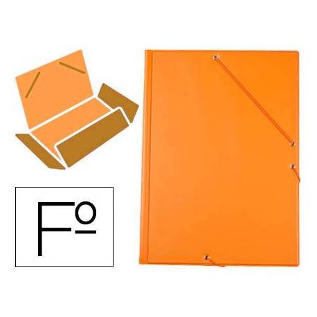 Carpeta Liderpapel gomas Folio carton forrado Pvc naranja