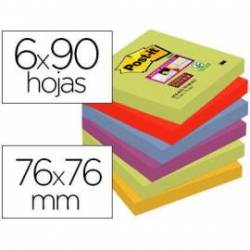 Pack 6 blocs Post-it ® 76 x 76 mm encelofanados