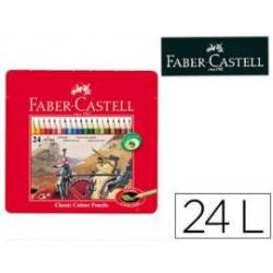 Lapices de colores Faber Castell hexagonales caja de metal 24 unidades