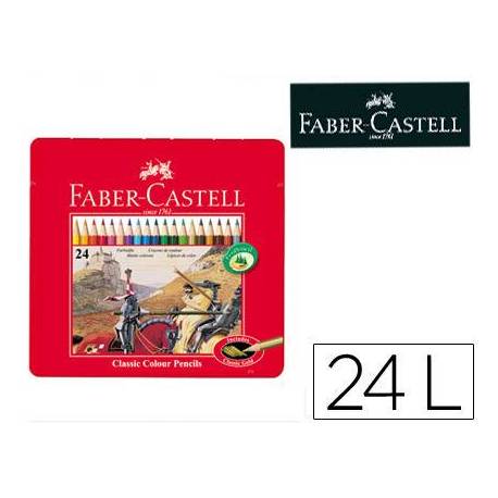 Lapices de colores Faber Castell hexagonales caja de metal 24 unidades