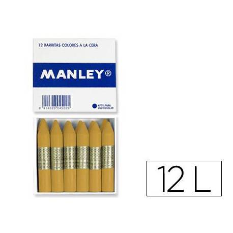 Lapices cera blanda Manley caja 12 unidades color ocre madera
