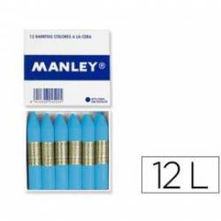 Lapices cera blanda Manley caja 12 unidades color celeste claro