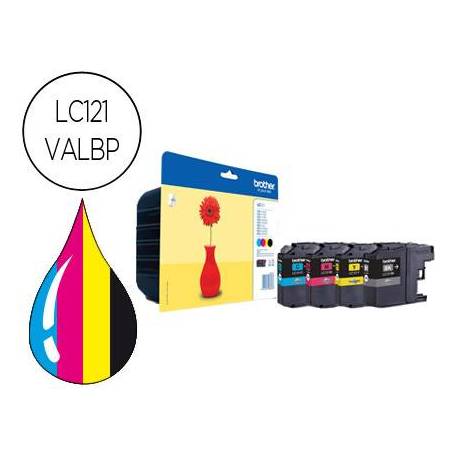 Ink-jet Brother LC121VALBP pack 4 colores 300 pag dcp-j132w/152w/552dw/752dw mfc-j470dw/650dw/870dw