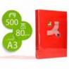 Papel color Q-connect DIN A3 80g/m2 color Rojo intenso pack 500 hojas