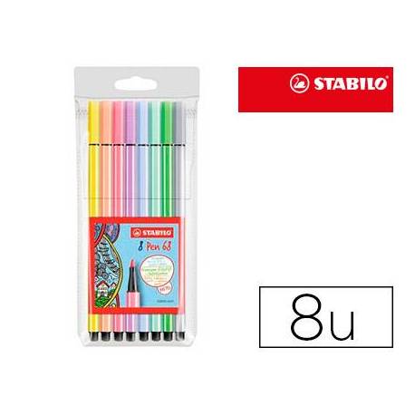 Rotulador Stabilo Acuarelable Pen 68 Estuche 8 Colores Pastel