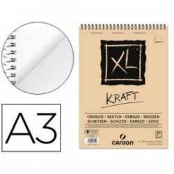 Bloc Dibujo Kraft Canson XL A3 Verdujado Microperforado Espiral Rayado