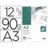Papel vegetal Liderpapel A3 297x420mm de 90g/m2 12 hojas