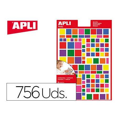 Gomets APLI autoadhesivo cuadrados multicolor