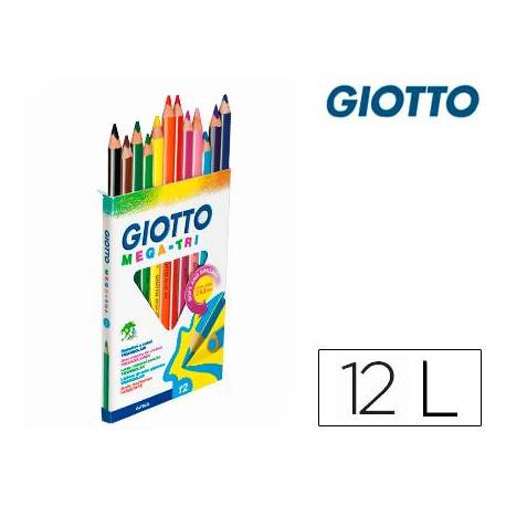 Lapices de colores Giotto mega triangulares caja de 12 unidades mina gruesa