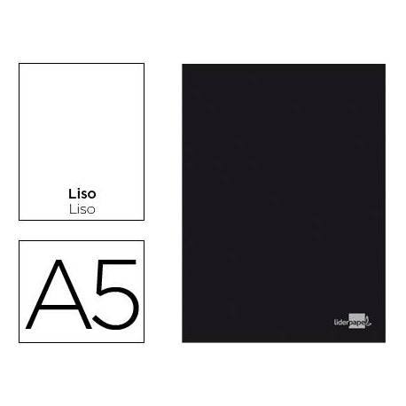 Libreta escolar Liderpapel tapa negra tamaño A5 con 80 hojas de 60g/m2 liso sin margen.