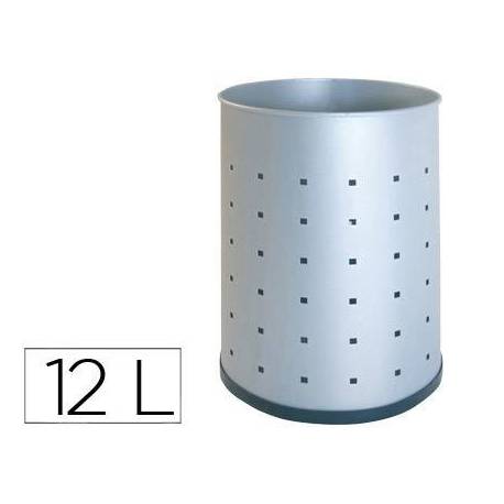 Papelera metalica 101-R plateada pintada perforada 315x215 mm