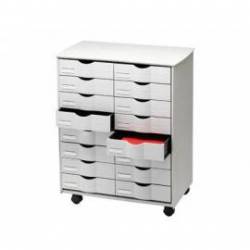 Mueble auxiliar fast-paperflow para oficina negro 16 cajones en 2 columnas 5x382 71,5x58x34,3 cm