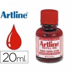 Tinta artline para rotulador pizarra blanca 500-a frasco de 20 ml color rojo