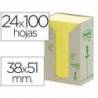 Bloc de notas adhesivas quita y pon recicladas en torre post-it 38 x 51 mm 24 blocs 653 reciclado