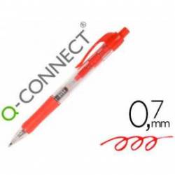 Boligrafo q-connect color rojo retractil con sujecion de caucho