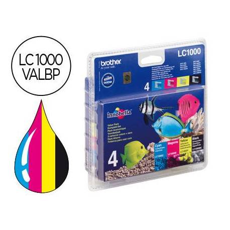 Cartucho Brother LC-1000 (LC-1000VALBP) pack negro cian magenta amarillo