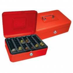 Caja caudales Q-Connect 10" 250x180x90 mm color rojo con bandeja portamonedas