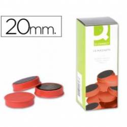 Imanes para sujecion Q-Connect de 20 mm. Color rojo, caja de 10 imanes.