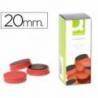 Imanes para sujecion Q-Connect de 20 mm. Color rojo, caja de 10 imanes.