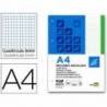 Recambio Liderpapel encolado Din A4 4 taladros 70gr cuadrícula 5mm verde
