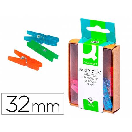 Pinza fantasia marca q-connect 32 mm caja de 10 unidades colores surtidos